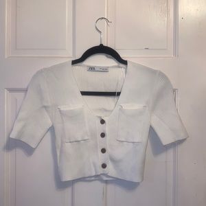 ZARA cropped button/down top
